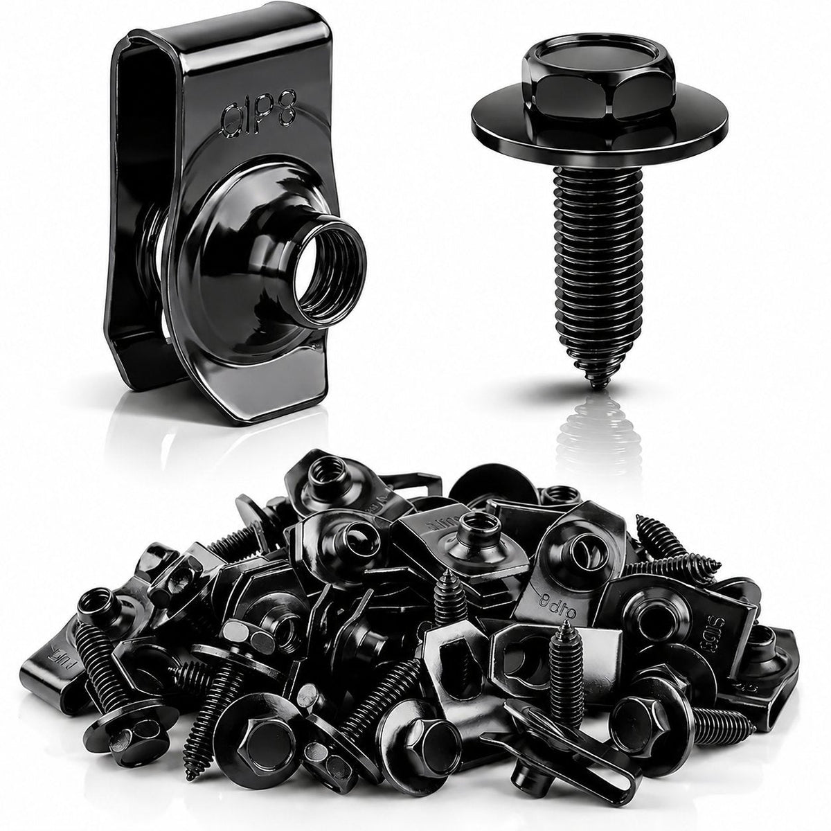 ⚙️ 40PCS 1/4'' Body Bolts & U-Nut Clips Kit, Universal Automotive Fender Bumper Splash Shield Fastener Retainer Set
