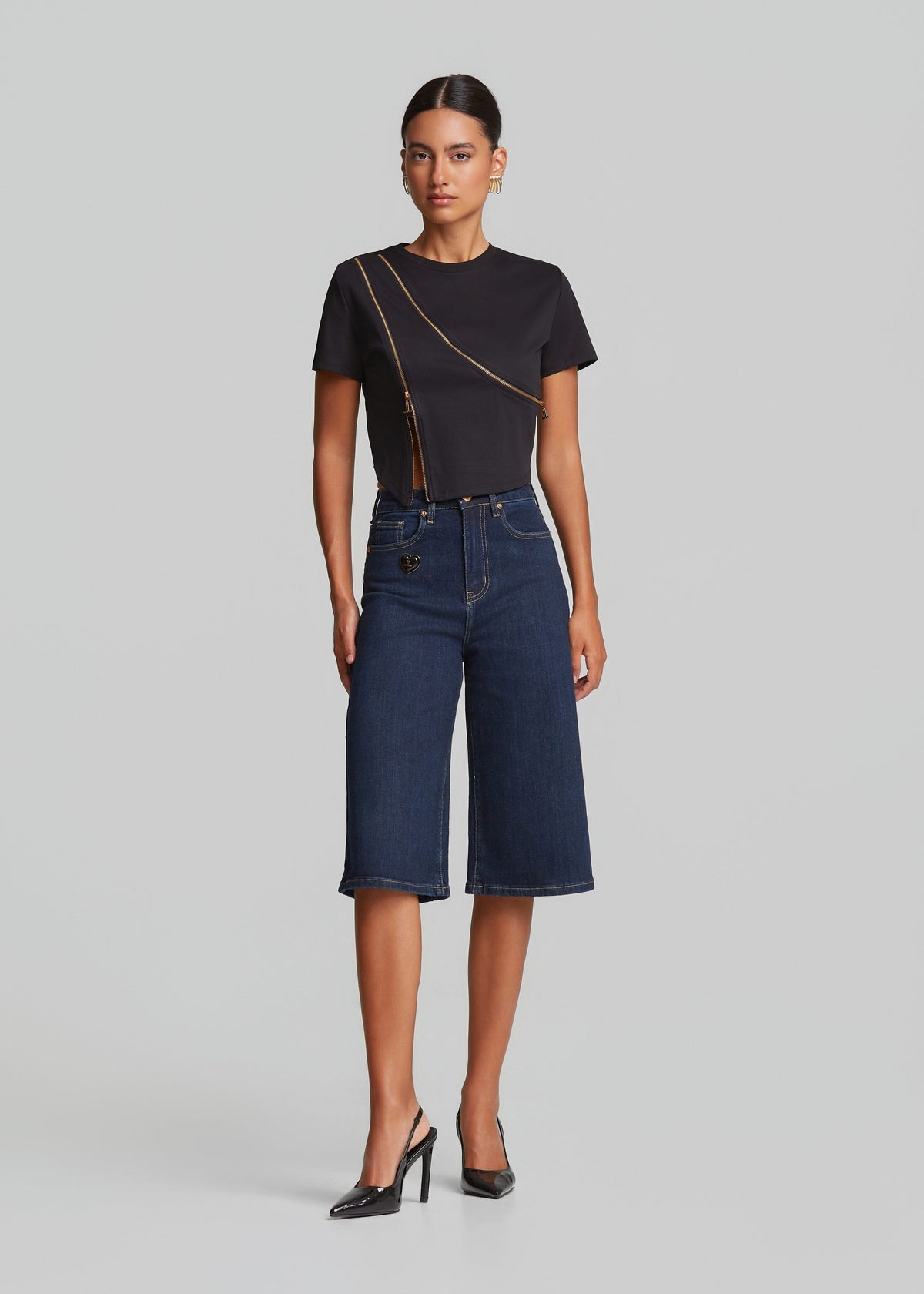 Βαμβακερή μπλούζα με φερμουάρ
