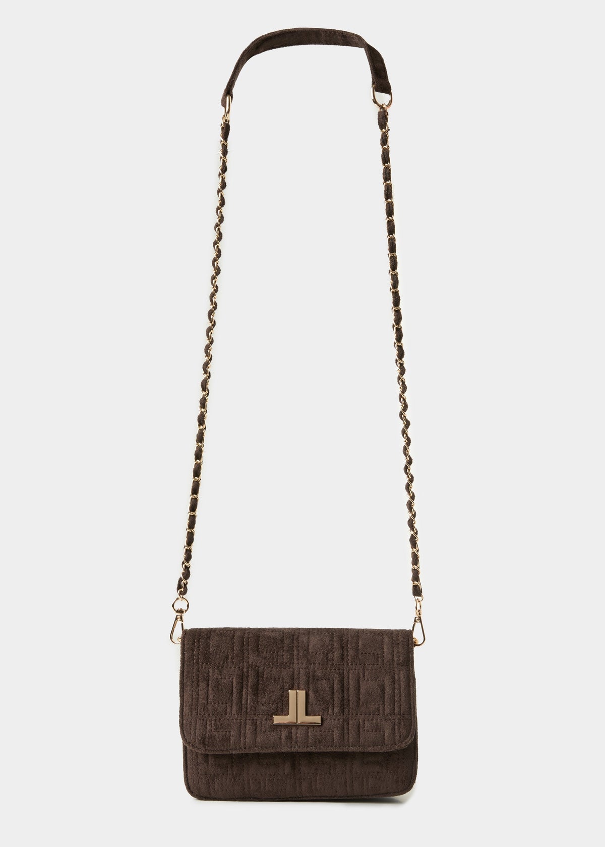 Μίνι τσάντα ώμου με καπιτονέ σουέτ όψη