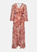 Μάξι εμπριμέ φόρεμα με βολάν