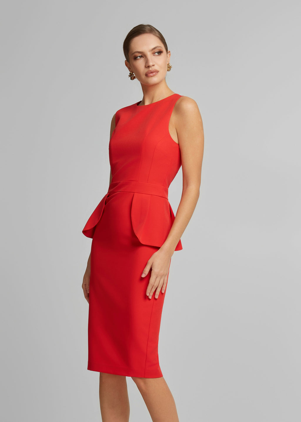 Μίντι φόρεμα με peplum